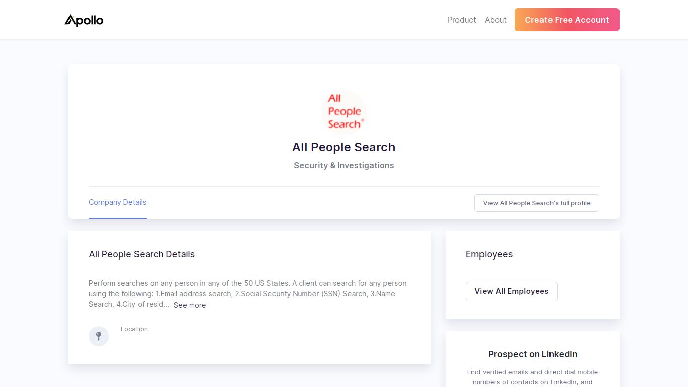 All People Search - Security & Investigations - Apollo.io